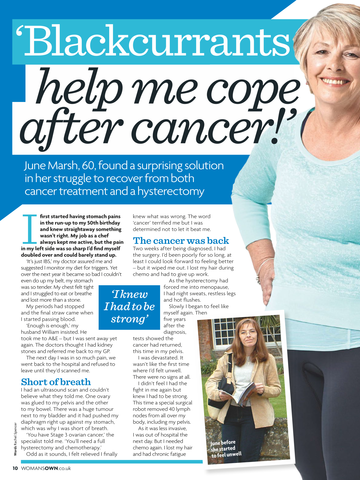 'Blackcurrants help me cope after cancer'
